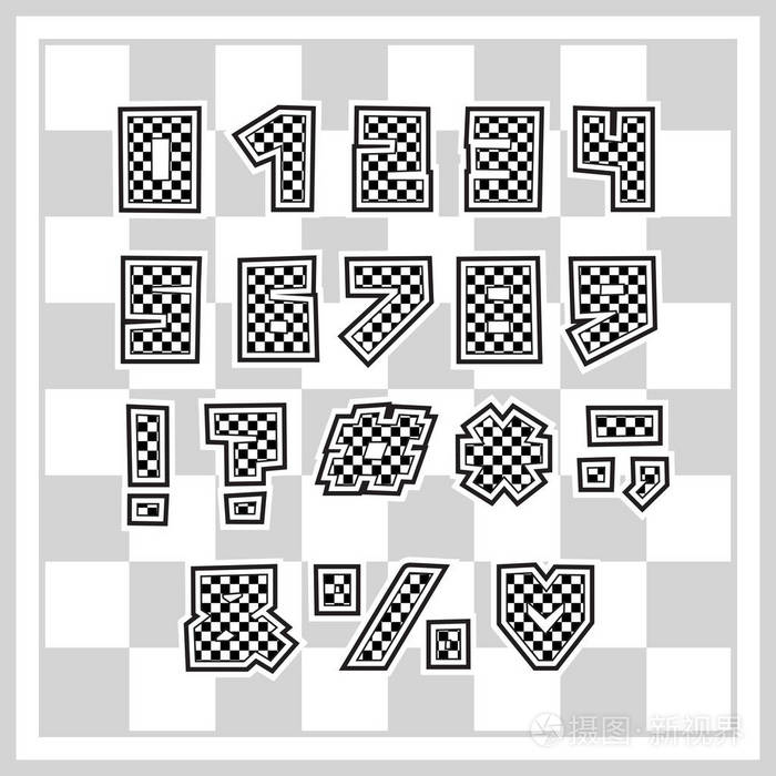 字母棋盘设计数字和标点符号epps10