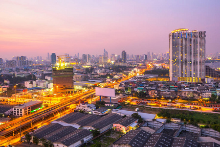 曼谷泰国市中心城市天际线