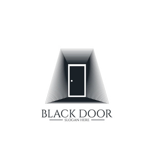 大门标志为家庭入口. 最小木材黑房子门口或房地产业务.