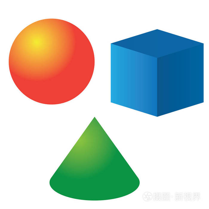 白色背景矢量图的三维形状