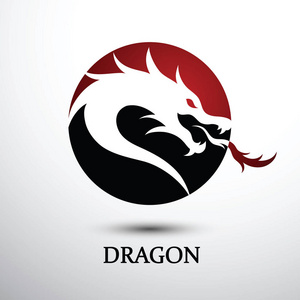 上的红色封条中国龙头轮廓平面彩色标志设计图示无缝图案与邮票与龙