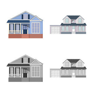 建筑物和前座图标的矢量设计。股票的建筑物和屋顶矢量图标集