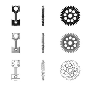 自动和部件图标的孤立对象。股票汽车和汽车矢量图标的采集
