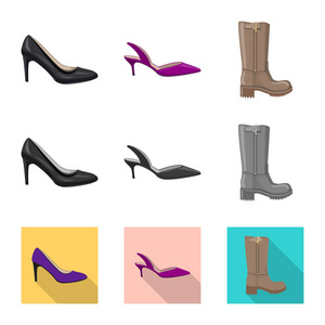 鞋类和妇女标志的矢量设计。鞋类和足部股票矢量图的收集