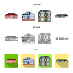 建筑物和前座图标的矢量设计。大厦和屋顶股票载体例证的汇集