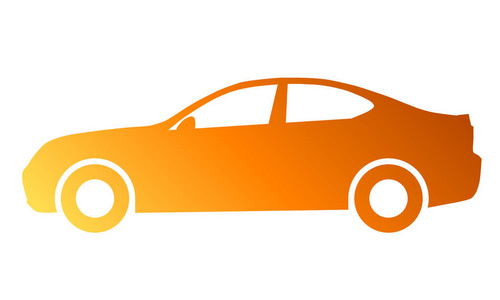 汽车符号图标橙色渐变，2d，孤立矢量插图