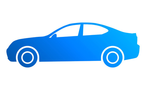 汽车符号图标蓝色渐变，2d，孤立矢量插图