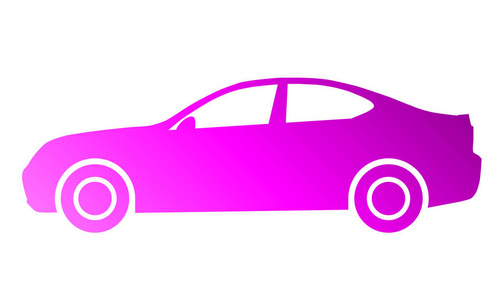 汽车符号图标紫色渐变，2d，孤立矢量插图