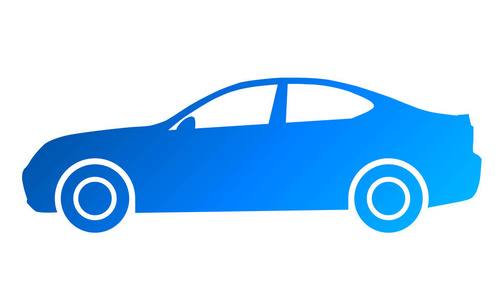 汽车符号图标蓝色渐变，2d，孤立矢量插图