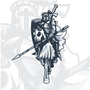 一种分层单色骑士在马上. eps10矢量图形. 分层和可编辑.照片