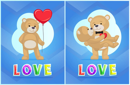 爱向量例证与玩具熊颜色卡片图片