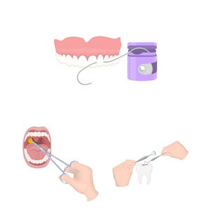 牙齿和快乐标志的矢量插图。用于网络的牙齿和美白股票符号的收集