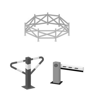 门和栅栏标志的独立对象。网络的门和墙体股票符号集