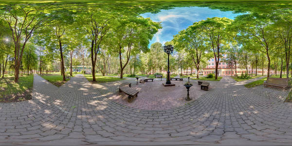 公园绿地vr内容等角等距投影全景全球面360度无缝全景图照片