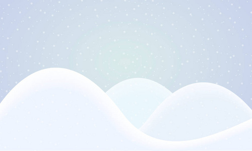以降雪为载体的天空下有三座小山的冬季景观卡通插图