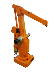 橙色工业机器人机械手手与白色背景隔离