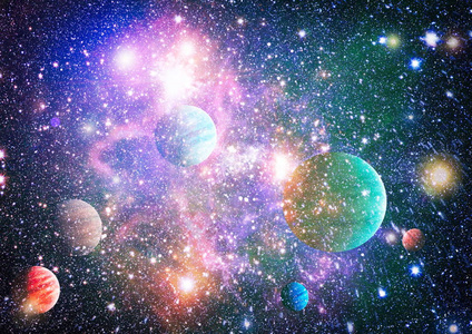 外层空间的行星恒星和星系显示出太空探索的美。 美国宇航局提供的元素