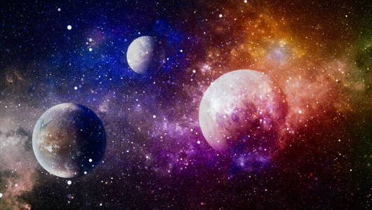 深空艺术。 宇宙中的星系星云和恒星。 由美国宇航局提供的这幅图像的元素