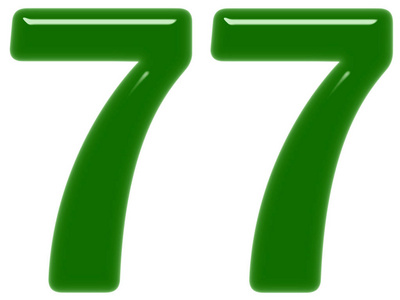 数字7777隔离在白色背景3D渲染上