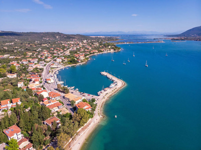 s eye view photo of iconic port of Nidri or Nydri a safe harbor 