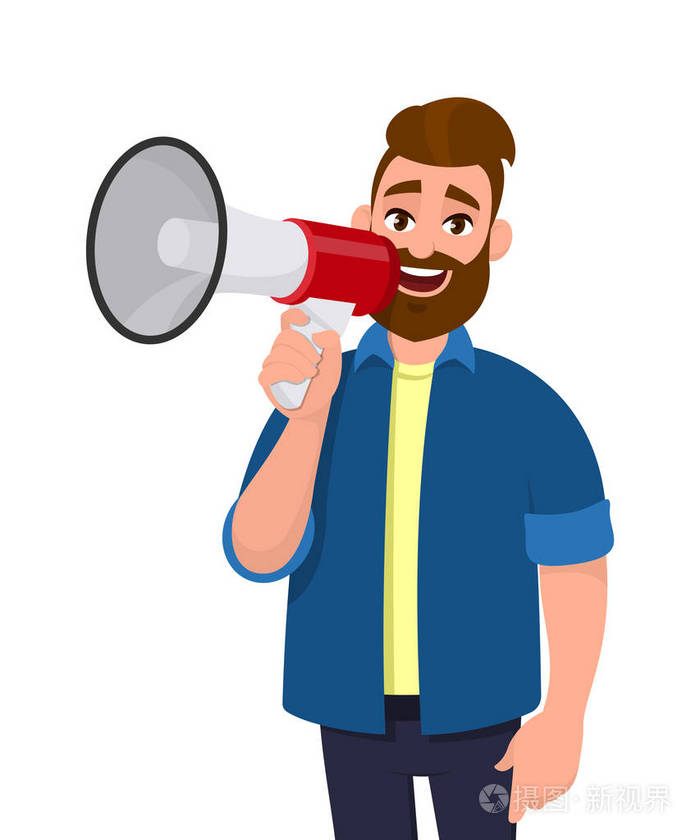 矢量卡通风格的扩音器概念插图.