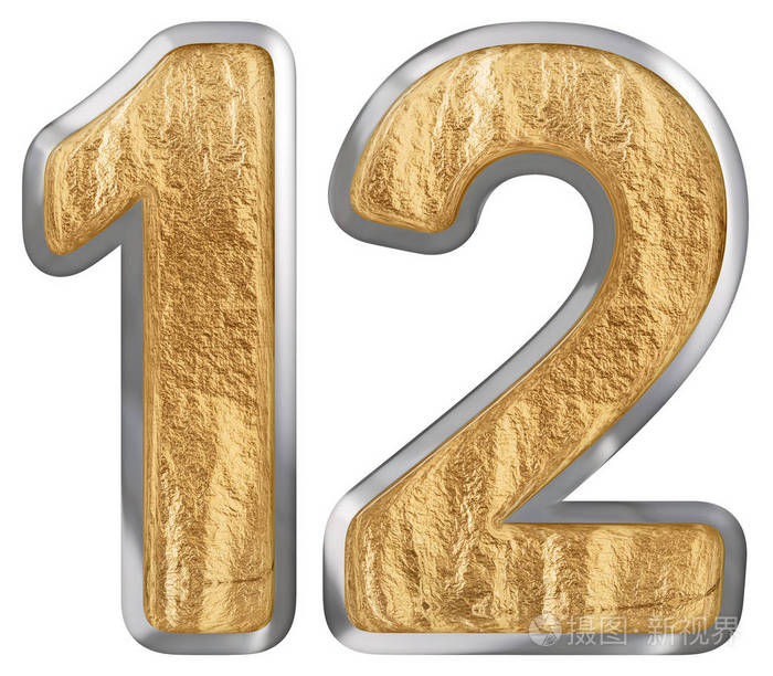 数字1212孤立在白色背景3d渲染上
