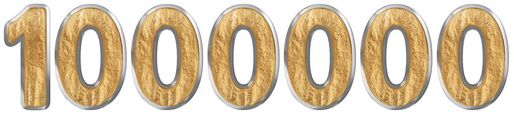 数字1000000,一百万孤立在白色背景3d渲染上照片
