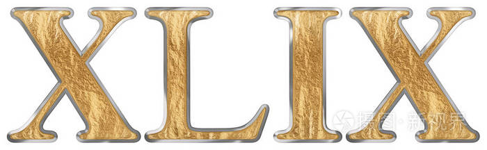 罗马数字xlixnovemetquadraginta4949孤立在白色背景3d渲染上