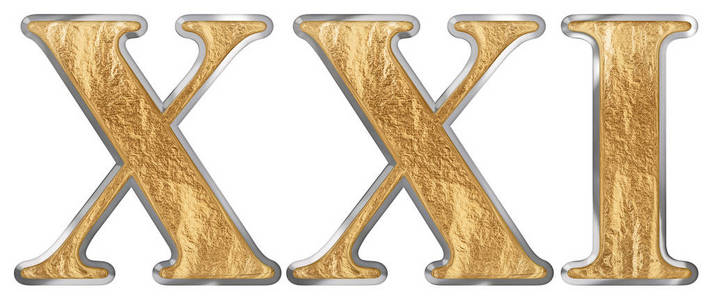 罗马数字xxiunusetviginti2121,21,21,隔离在白色背景3d渲染上照片