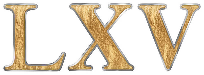 罗马数字lxvquinque和sexaginta65,65,65,65,隔离在白色背景3d渲染上