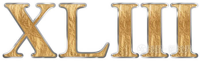 罗马数字xliiitresetquadraginta4343孤立在白色背景3d渲染上
