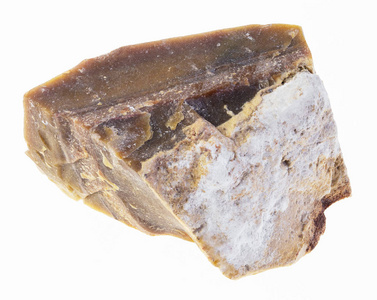 白色背景下粗褐燧石地质采集天然矿物宏观摄影照片