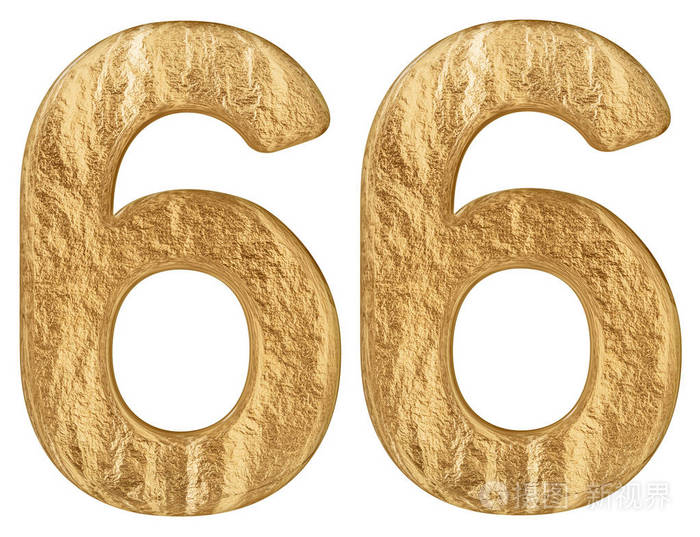 数字66六十六孤立在白色背景3d渲染上