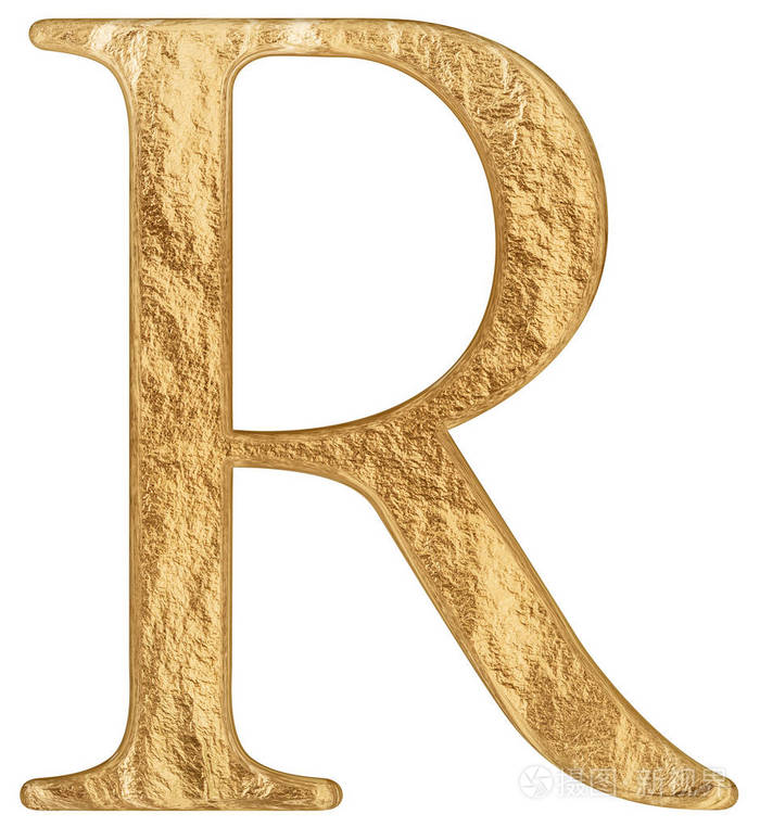 大写字母r隔离白色3d渲染