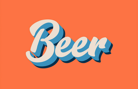 啤酒手写文字文字排版设计橙色蓝色白色。 可用于标识品牌或卡片