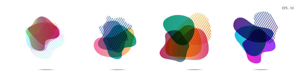 一组抽象的现代图形元素。 动态彩色形式和线条。 带有流动液体形状的梯度抽象横幅。 设计徽标传单或演示文稿的模板。 矢量。