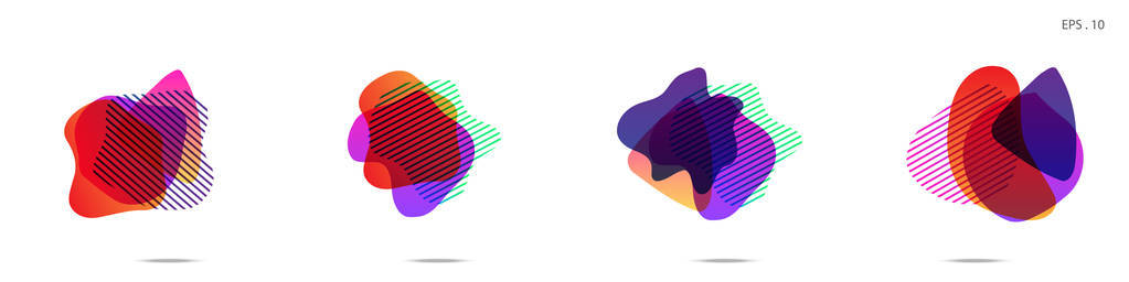 一组抽象的现代图形元素。 动态彩色形式和线条。 带有流动液体形状的梯度抽象横幅。 设计徽标传单或演示文稿的模板。 矢量。