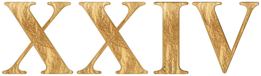 quattuor罗马数字xxiv,quattuor和viginti,24,24,24,24,孤立在白色