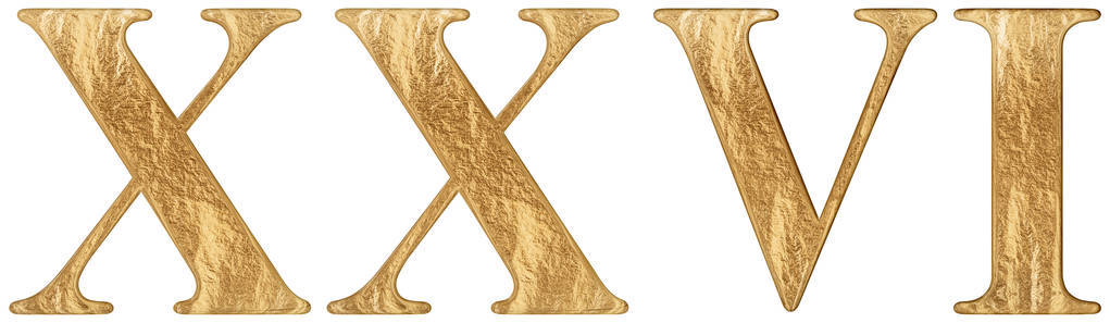 腊月二十六罗马数字二十六,性别和维京蒂,26,二十六,孤立在白色背景