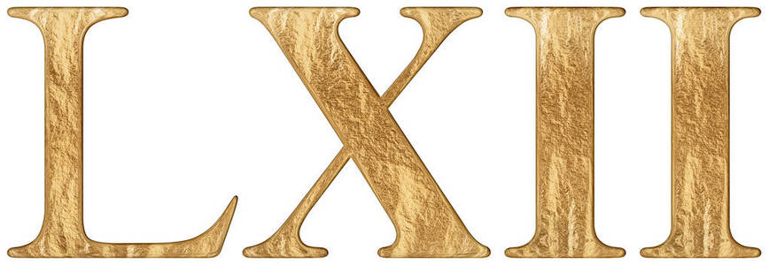 罗马数字lxii,多和性别,62,六十二,孤立在白色背景,3d渲染摄影图