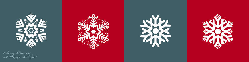 红色和灰蓝色背景上的矢量雪花集。网站的图标。用于在陶瓷，纺织品上印刷..