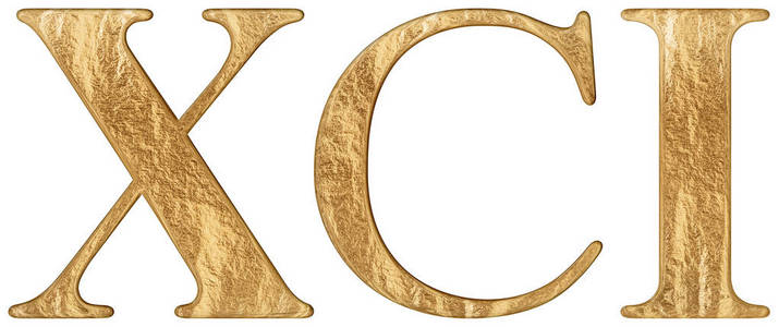 991罗马数字xci,unusetnonaginta,91,991,孤立在白色背景上,3d渲染