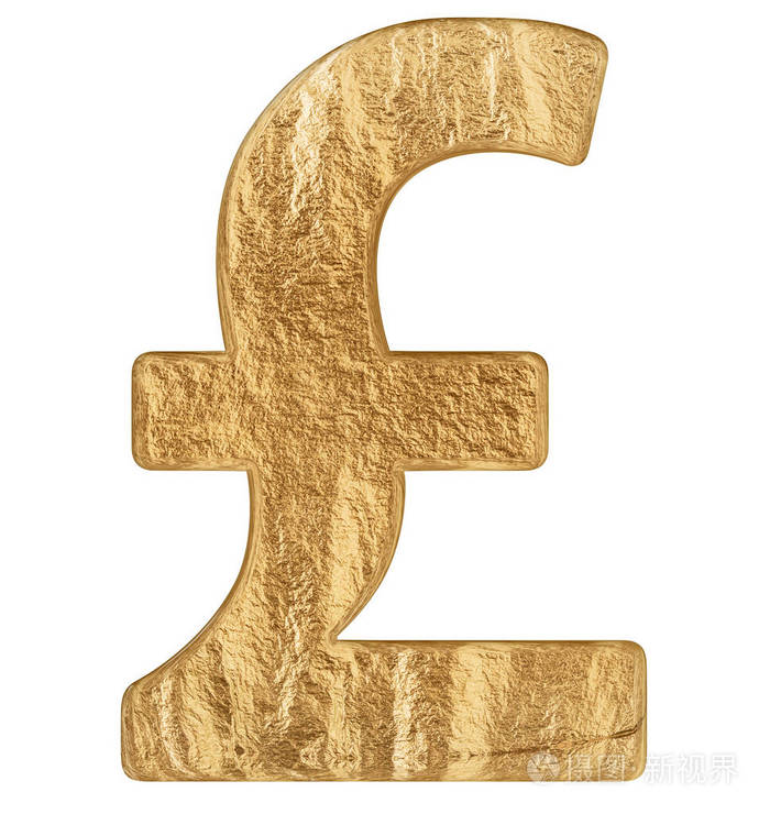 在白色背景3d渲染上孤立的英镑符号