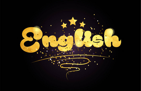 带有星星和金色的英文单词,适合卡片图标或排版标志设计照片