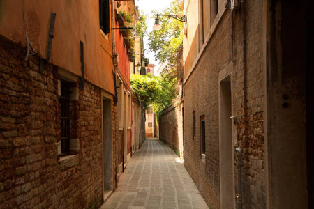 威尼斯一条风景如画的小街道,没有游客. 意大利.照片