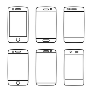 平板电脑或智能手机矢量图标设置隔离白色