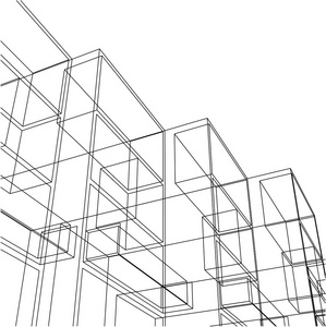 房屋概念草图3D矢量插图