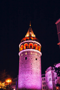 著名的夜间加拉塔塔土耳其伊斯坦布尔