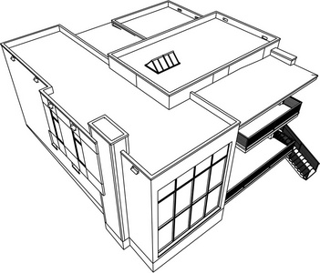 房屋概念草图3D矢量插图