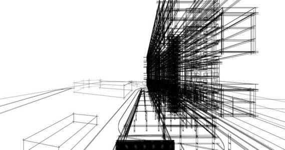 房屋建筑建筑图纸三维插图图片